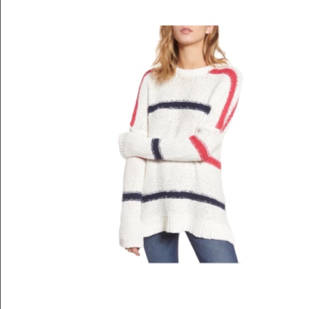 Cupcakes & Cashmere Madden Stripe Sweater  Blue White Pink  Size Large